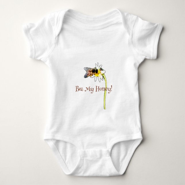 Body Para Bebê Pollinating Bumble Bee on a Flower Customized (Frente)