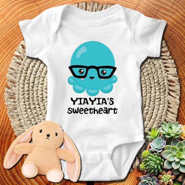 Body Para Bebê Polvo Kawaii Azul Querido da Yiayia (Criador carregado)