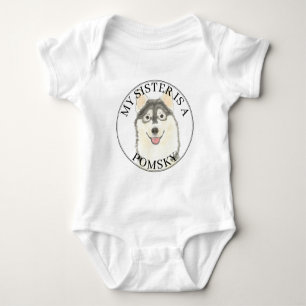 Body Para Bebê Pomsky Dog Big Sister