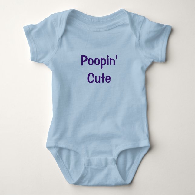 Body Para Bebê Poopy, Engraçado, Engraçado Menino Azul Romper, re (Frente)