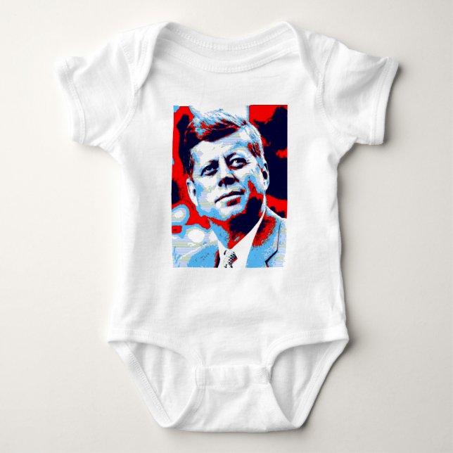 Body Para Bebê Pop Art JFK John F. Kennedy Red Blue (Frente)