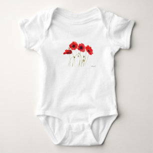 Body Para Bebê Poppies vermelhos cor-de-água floral cor-de-verã