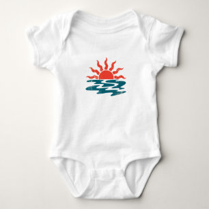 Body Para Bebê Pôr do Sol Tropical de Verão Moderno e Tendência n