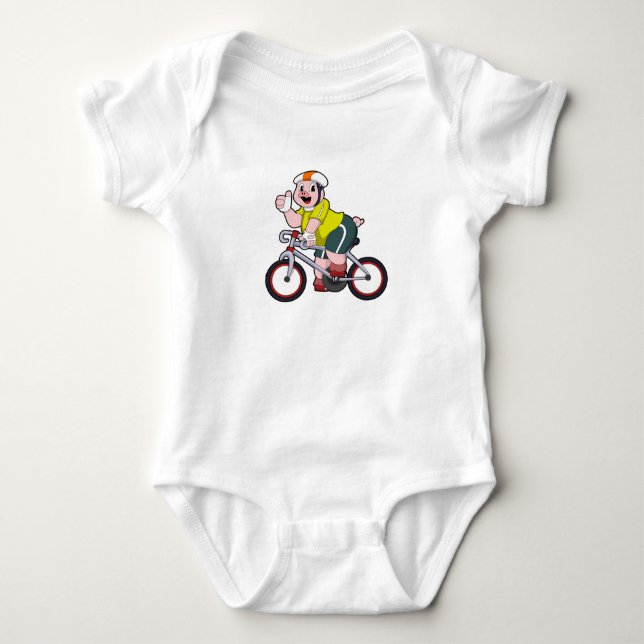 Body Para Bebê Porco com Bicicleta e Capacete (Frente)