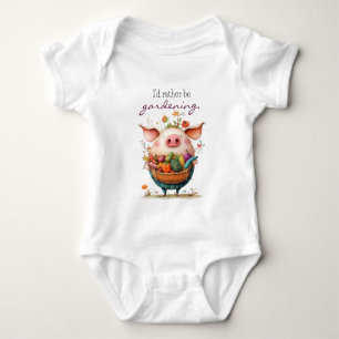 Body Para Bebê Porco Fofo Caprichoso "Eu Preferiria Estar Jardine