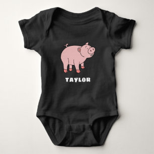 Body Para Bebê Porco Fofo Nome Personalizado Menino ÚNico