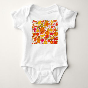 Body Para Bebê Portas de fruta: Padrão de Vintage de Verão.