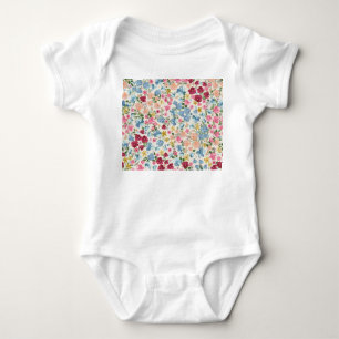 Body Para Bebê Prado de Verão, padrão florescente de plantas.