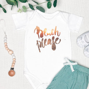 Body Para Bebê PRAIA POR FAVOR, Typografia Diversão e Citação
