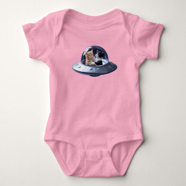 Body Para Bebê Prato Voador de Gatinho Fofo (Frente)