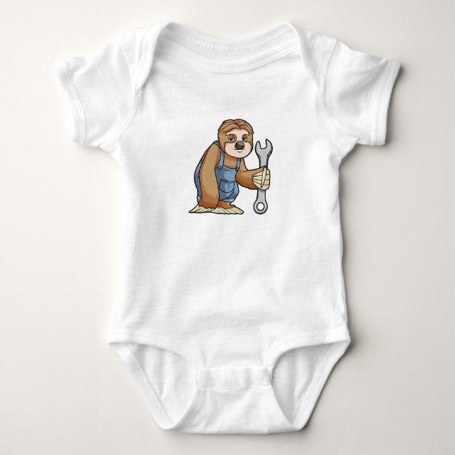 Body Para Bebê Preguiça como Artesão com Chave de Fenda (Frente)