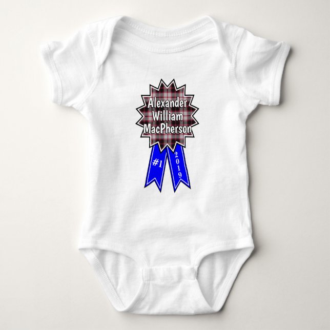 Body Para Bebê Prêmio Clan MacPherson #1 Fita Azul (Frente)