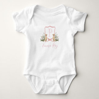 Body Para Bebê Preppy Southern Pink Dog Girl Chá de fraldas