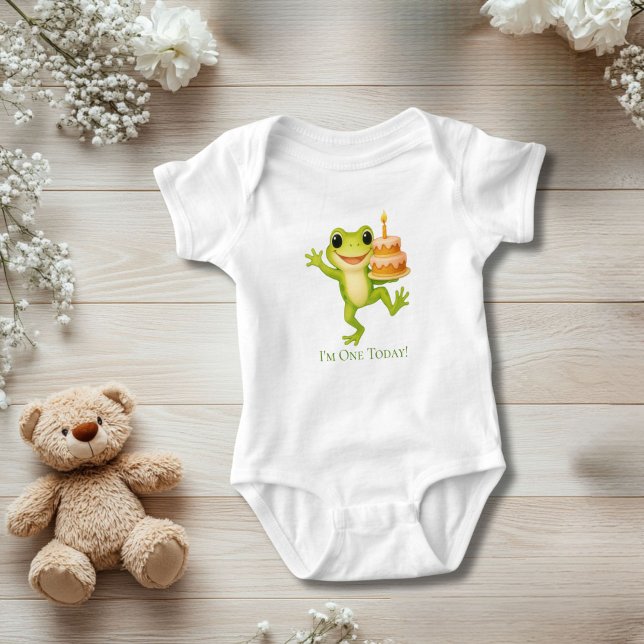 Body Para Bebê Presente de 1º aniversário personalizado de rã par (Frog 1st Birthday Baby Body Suit. Personalized.)