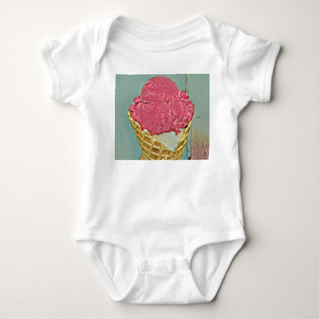 Body Para Bebê presente de aniversário de sorvete (Frente)
