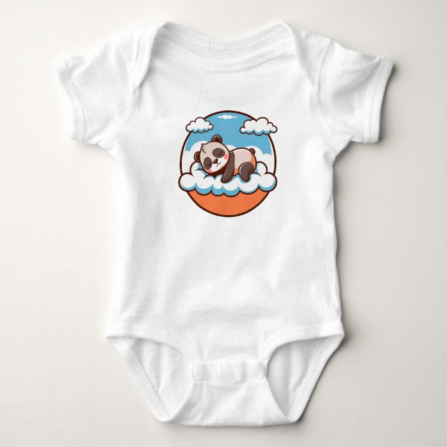 Body Para Bebê ☁️🐼 Presente de Bebê Nuvem Panda Adormecido Fofo  (Frente)