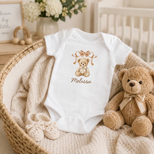 Body Para Bebê Presente de Chá de Bebê Urso Teddy Fofo (Cute teddy bear baby shower gender neutral gift bodysuit)