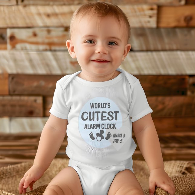 Body Para Bebê Presente de Citação de Despertador Mais Fofo do Mu (World's Cutest Alarm Clock Quote Gift Baby Bodysuit)
