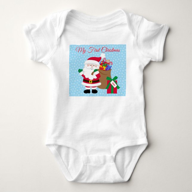 Body Para Bebê Presente de Papai Noel com o Nome da Criança Prime (Frente)