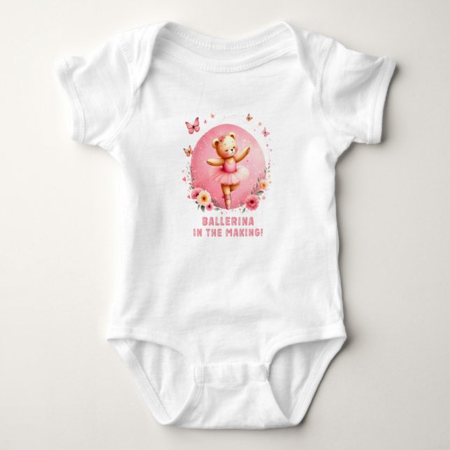 Body Para Bebê Presente de roupas de bebê Ballerina para meninas (Frente)