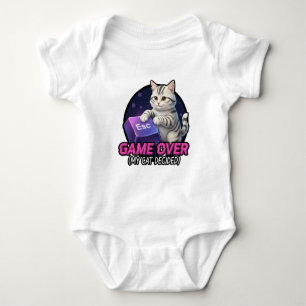 Body Para Bebê Presente Divertido de Gamer Gato - Meu Gato Decidi