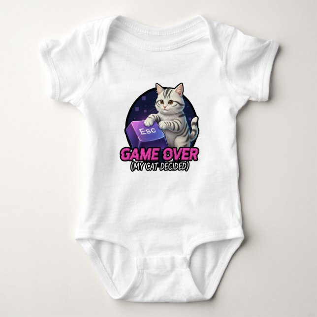 Body Para Bebê Presente Engraçado de Gamer Gato - Meu Gato Decidi (Frente)