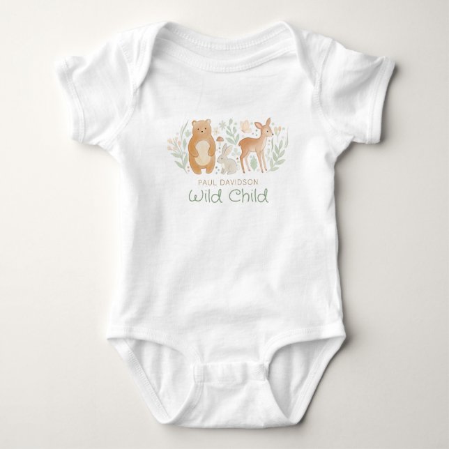 Body Para Bebê Presente Fofo de Chá de Bebê Animais da Floresta (Frente)