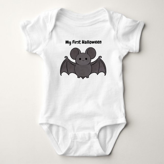Body Para Bebê Presente|Meu Primeiro Halloween Morcego Fofo  (Frente)