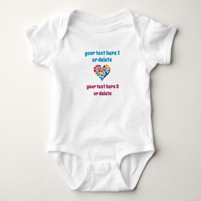 Body Para Bebê Presente Personalizado com Texto Próprio, Corações (Frente)