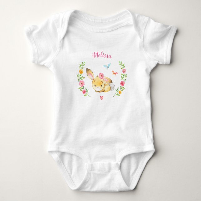Body Para Bebê Presente Personalizado de Chá de Bebê Bunny Menina (Frente)