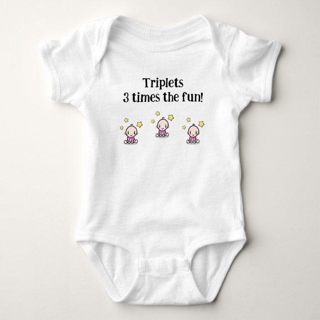 Body Para Bebê Presente Personalizado para Trigêmeos Bebês, Menin (Frente)
