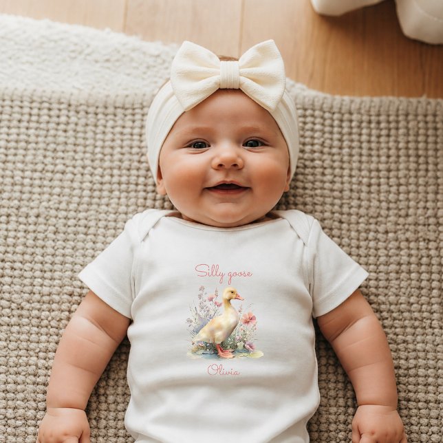 Body Para Bebê Presente Personalizado Silly Goose Recém-Nascido (Criador carregado)