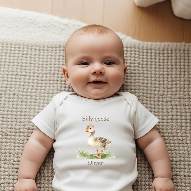 Body Para Bebê Presente Personalizado Silly Goose Recém-Nascido (Criador carregado)