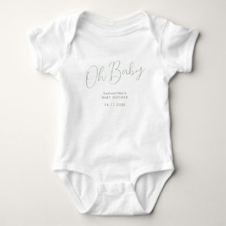 Body Para Bebê Presente Verde Oliva de Letra Minimalista Oh Baby