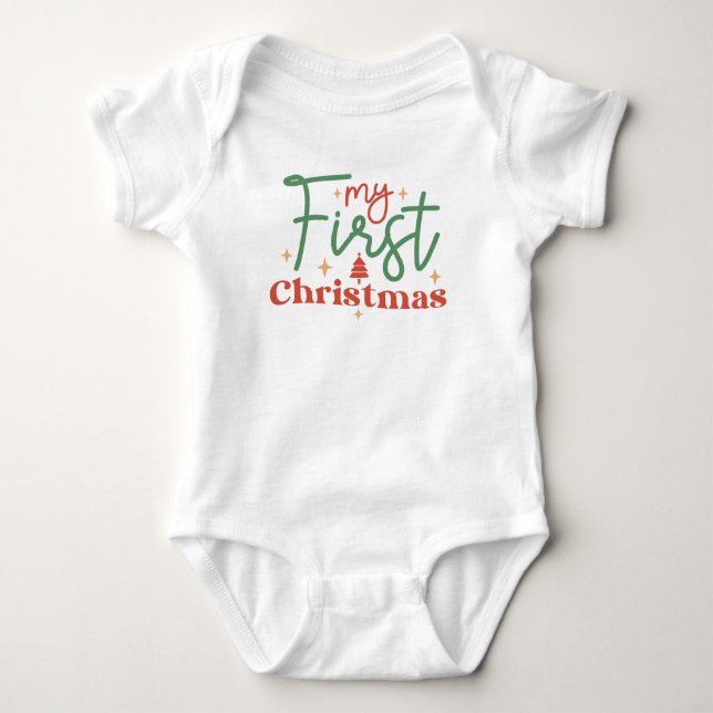 Body Para Bebê Presentes de primeiro Natal para bebês recém-nasci (Frente)