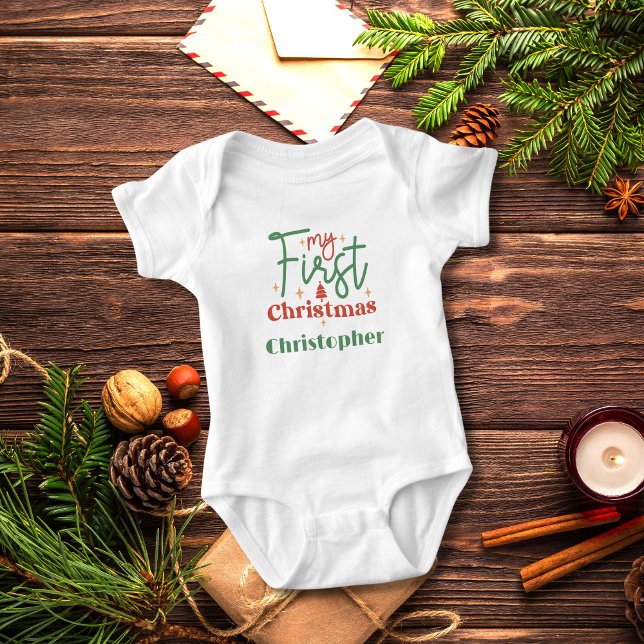 Body Para Bebê Presentes Personalizados para Bebês Primeiro Natal (Personalized Babies First 1st Christmas Baby Body Suit)