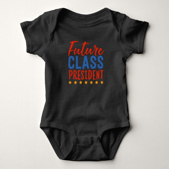 Body Para Bebê Presidente futuro farda da escola da classe que (Frente)