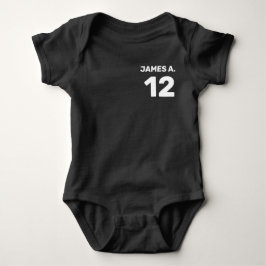 Body Para Bebê Preto personalizável (design frontal esquerda e tr