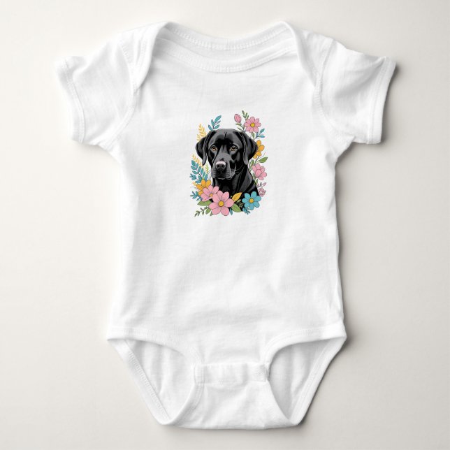 Body Para Bebê Primavera Black Lab (Frente)