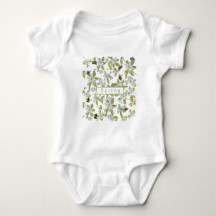 Body Para Bebê Primavera jardim florescente e mamangabas