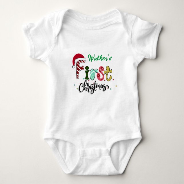 Body Para Bebê Primeira Bib de Natal do Bebê (Frente)