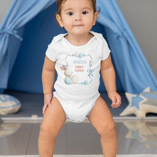 Body Para Bebê Primeira Páscoa do Bebê Azul