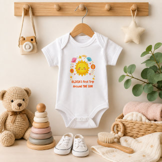 Body Para Bebê Primeira viagem ao redor do sol/ personalizado