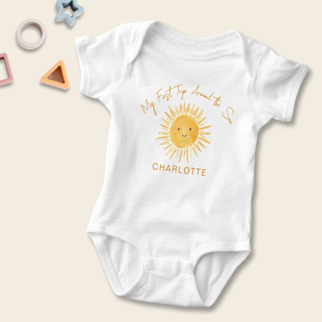 Body Para Bebê Primeira Volta ao Sol Aniversário da Menina (Criador carregado)