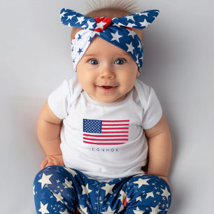 Body Para Bebê Primeiro 4 De Julho, Bandeiras Americanas Estrelas