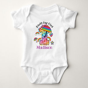 Body Para Bebê Primeiro Aniversário Arco-íris Colorido