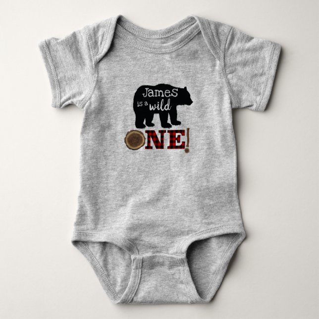 Body Para Bebê Primeiro Aniversário Crianças Lumberjack Romper (Frente)