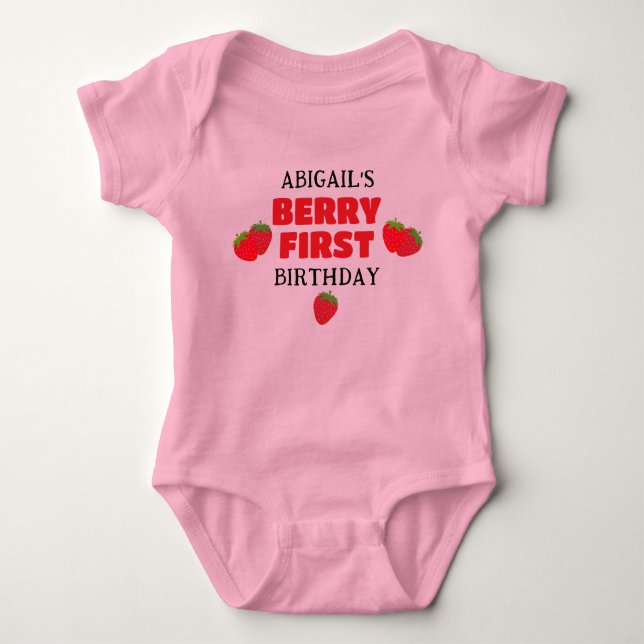BODY PARA BEBÊ PRIMEIRO ANIVERSÁRIO DE BERRY (Frente)