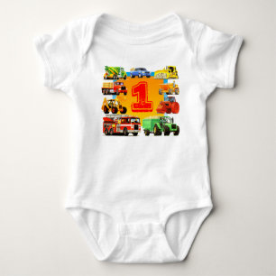 Body Para Bebê Primeiro aniversario de Caminhão de Construção Per