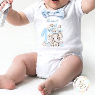 Body Para Bebê Primeiro Aniversário de Fato de Ouro de Elefante F